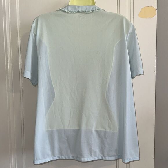 Vintage 50s/60s Artemis light blue short sleeve button front pajama top - Picture 6 of 8